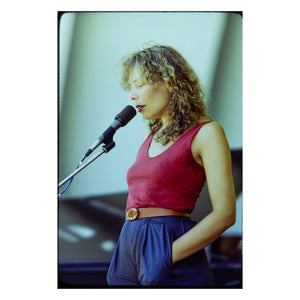 Joni Mitchell in rehearsal at Playboy Jazz Festival, 1979 — photograph by Veryl Oakland