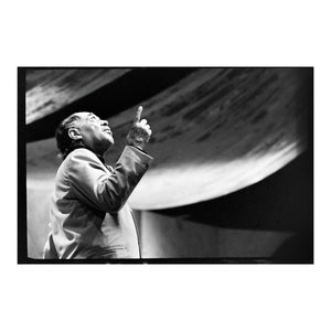 Duke Ellington looking up at Monterey Jazz Festival, 1970 — photograph by Veryl Oakland