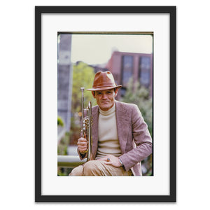 Chet Baker portrait in Ghirardelli Square, 1978 — photograph by Veryl Oakland