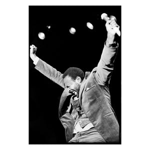 Marvin Gaye performing at KOOL Jazz Festival, 1976 — photograph by Veryl Oakland
