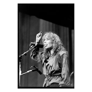 Joni Mitchell performing at UC Berkeley, 1979 — photograph by Veryl Oakland