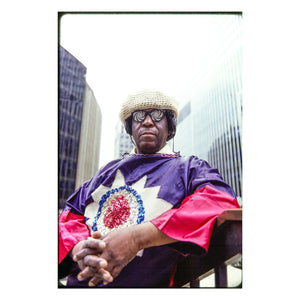Sun Ra portrait in New York City, 1979 — photograph by Veryl Oakland