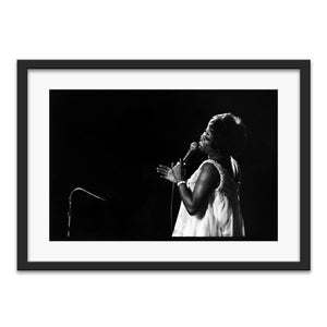 Sarah Vaughan performing at Monterey Jazz Festival, 1969 — photograph by Veryl Oakland