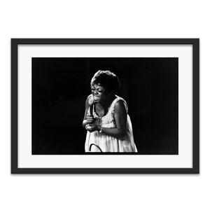 Sarah Vaughan performing at Monterey Jazz Festival, 1969 — photograph by Veryl Oakland