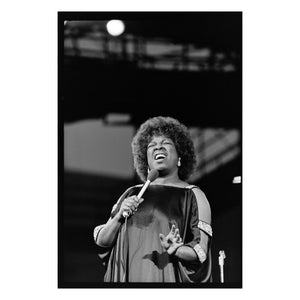 Sarah Vaughan performing in Concord, CA, 1975 — photograph by Veryl Oakland