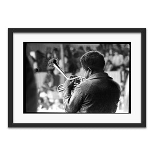 Dizzy Gillespie performing at Monterey Jazz Festival, 1975 — photograph by Veryl Oakland