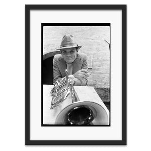 Chet Baker smiling at camera near North Beach, San Francisco, CA, 1978 — photograph by Veryl Oakland